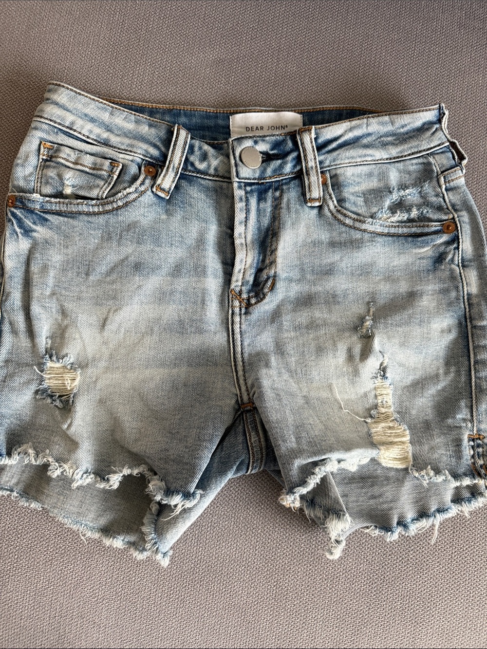 Dear John GIGI Light Wash Distressed Denim Shorts Size 25